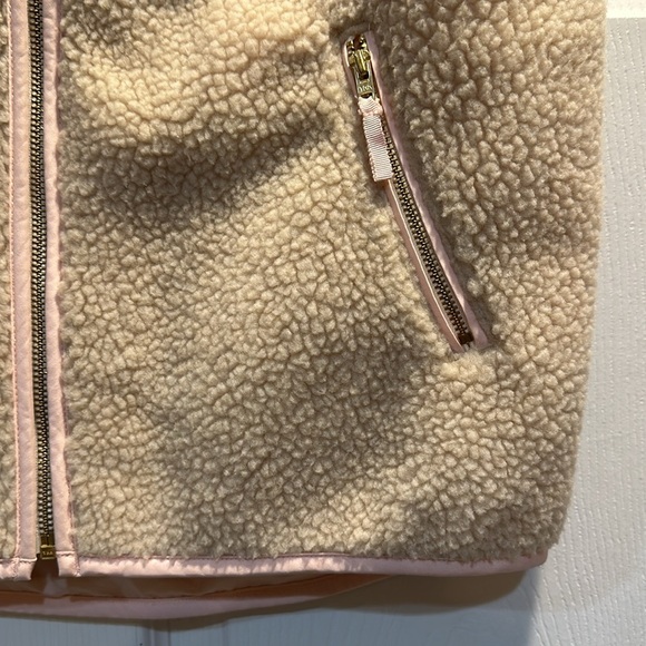 Crewcuts Tan Sherpa Fleece Zip Front Winter Vest 14 Pink Trim - Picture 6 of 6